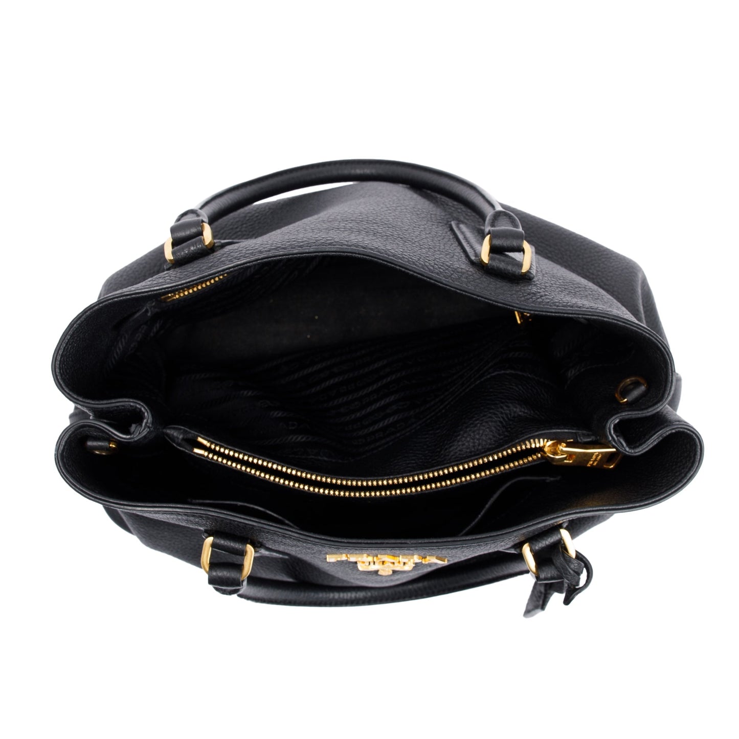 Prada Black Vitello Phenix Convertible Tote