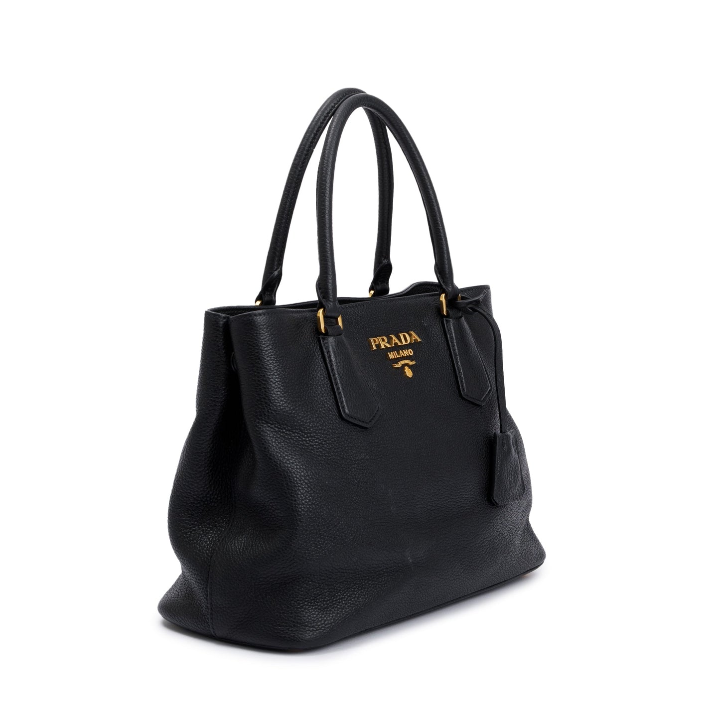 Prada Black Vitello Phenix Convertible Tote