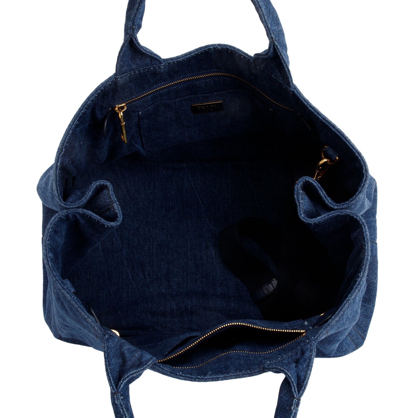 Prada Blue Denim Logo Canapa Large Tote