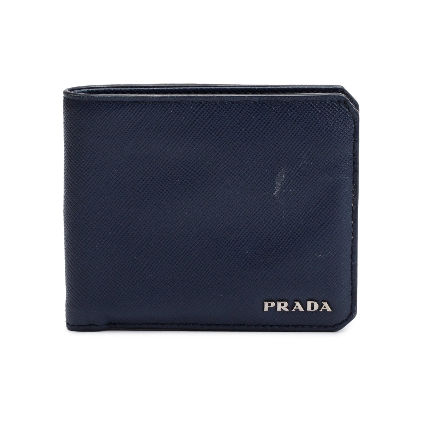 Prada Blue Saffiano Leather Bi-Fold Wallet