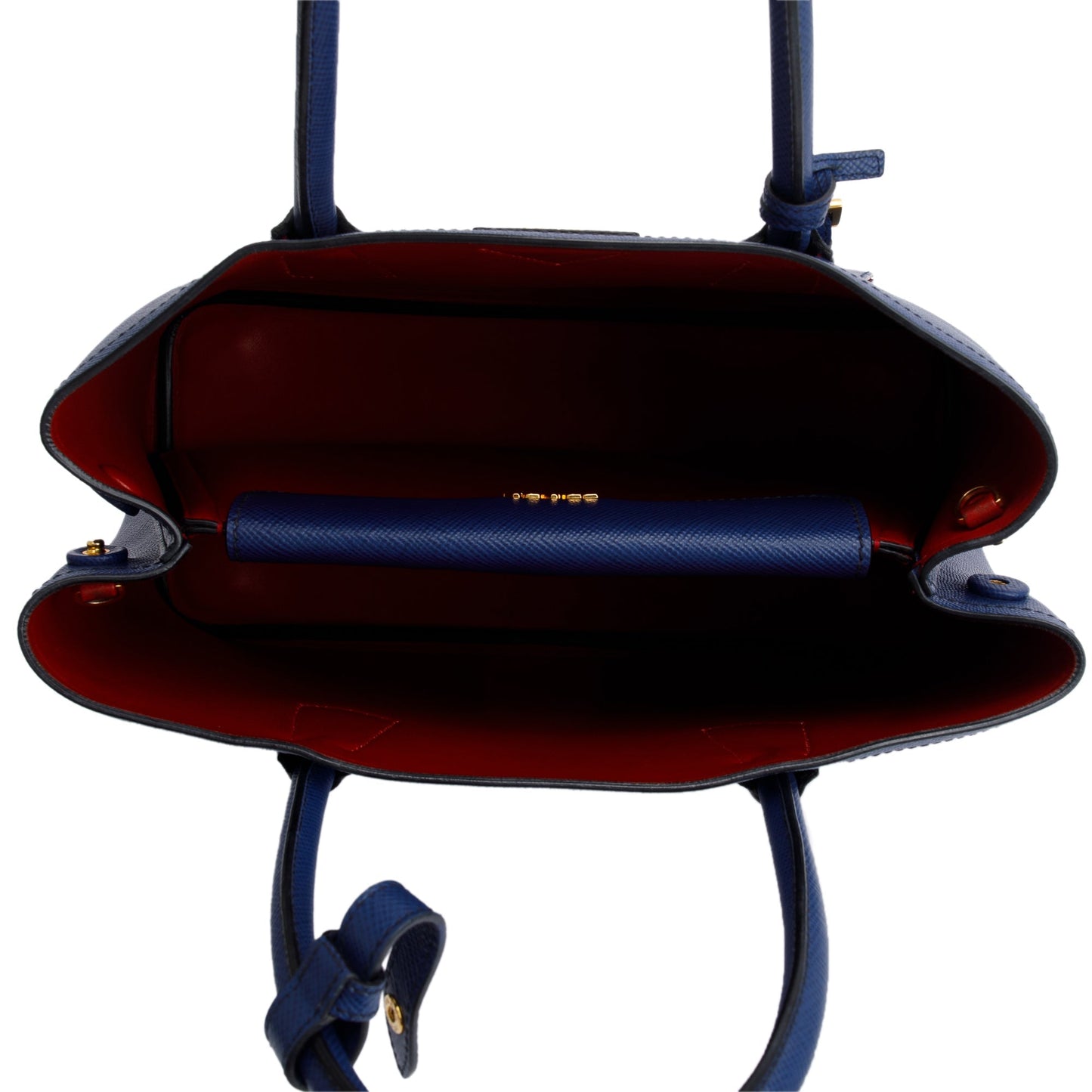 Prada Blue Saffiano Lux Medium Cuir Double Tote