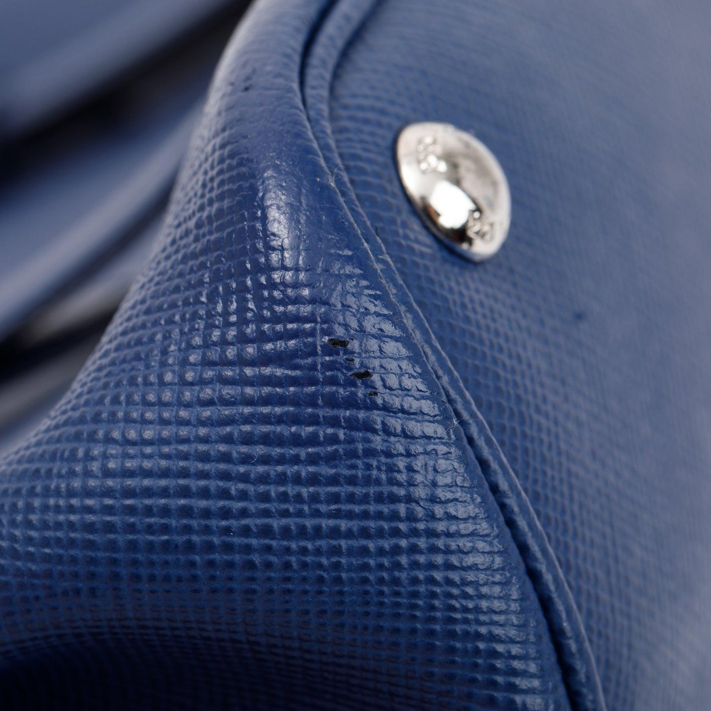 Prada Blue Saffiano Lux Small Cuir Double Tote