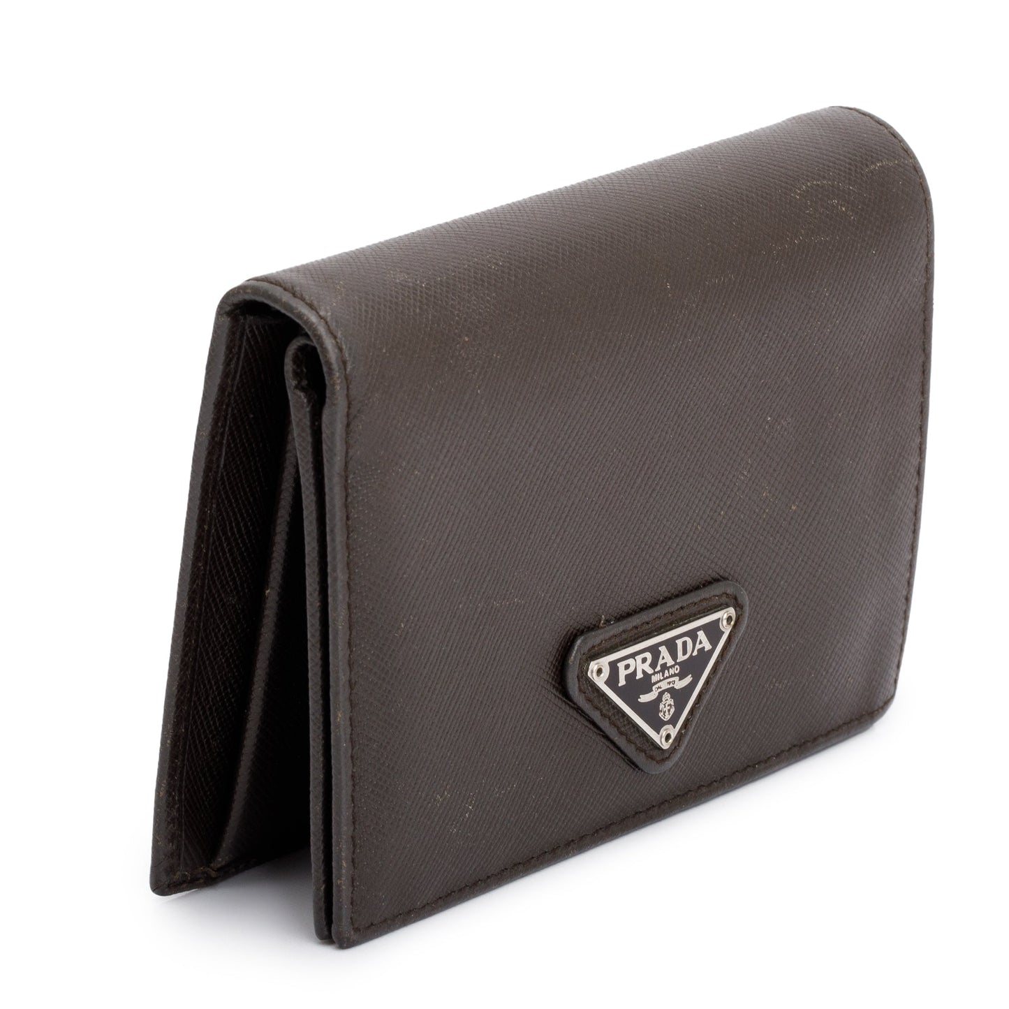 Prada Brown Saffiano Leather Bi-Fold Wallet