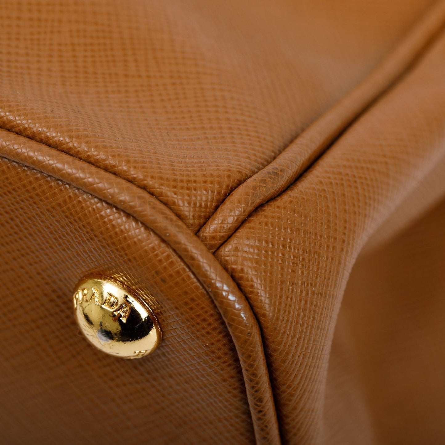 Prada Brown Saffiano Lux Medium Double Zip Galleria Tote