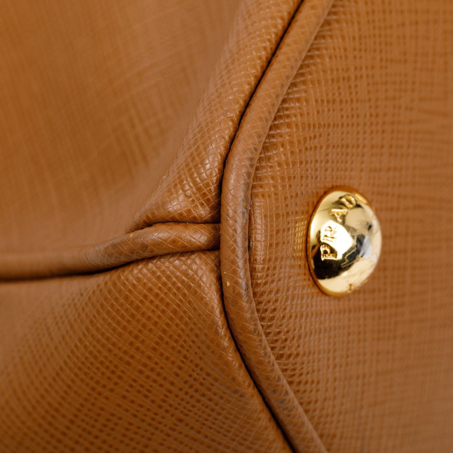 Prada Brown Saffiano Lux Medium Double Zip Galleria Tote