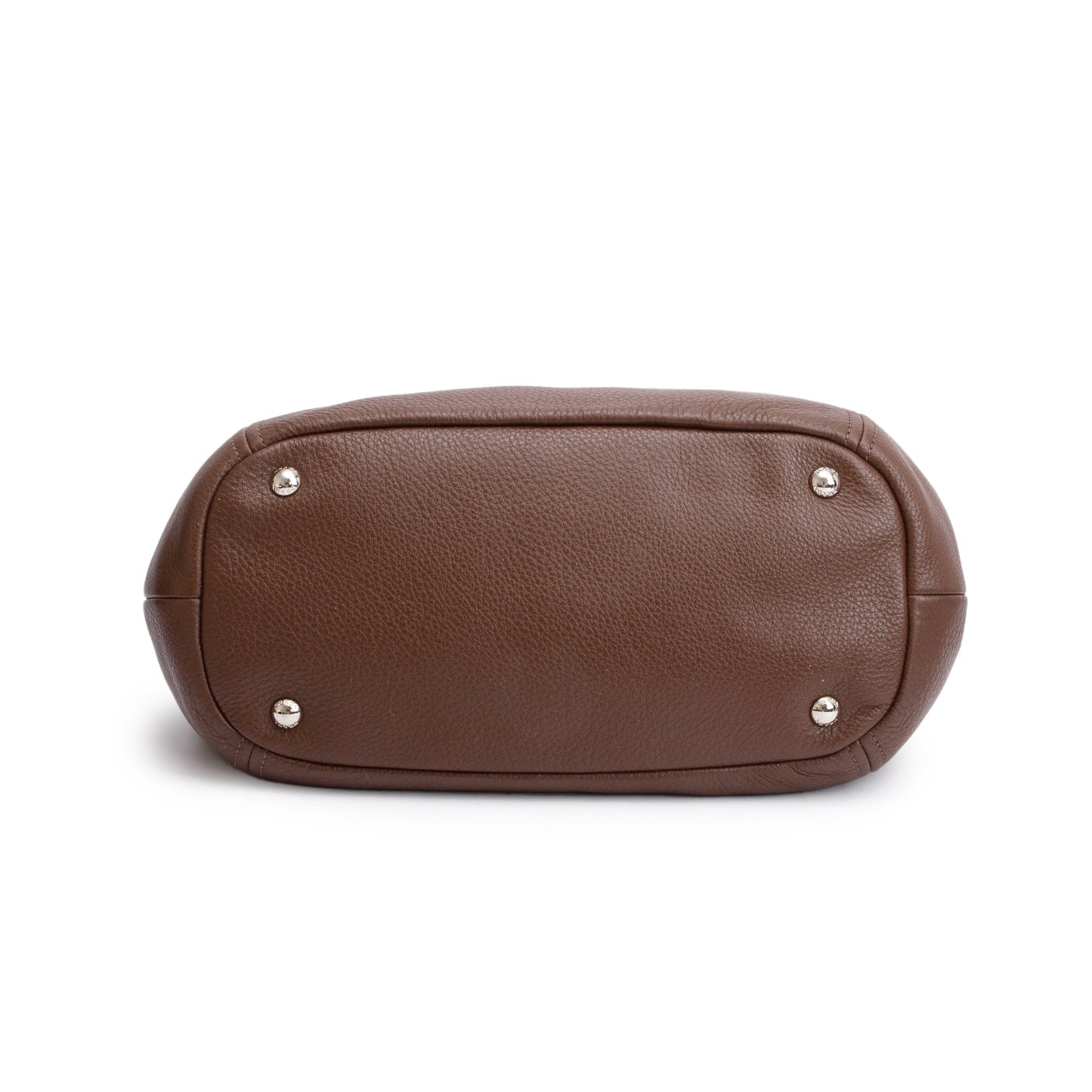 Prada Brown Vitello Phenix Leather Zip Top Hobo Bag