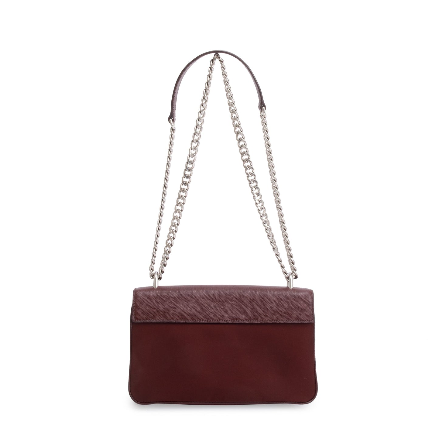 Prada Burgundy Tessuto Saffiano Leather Flap Shoulder Bag
