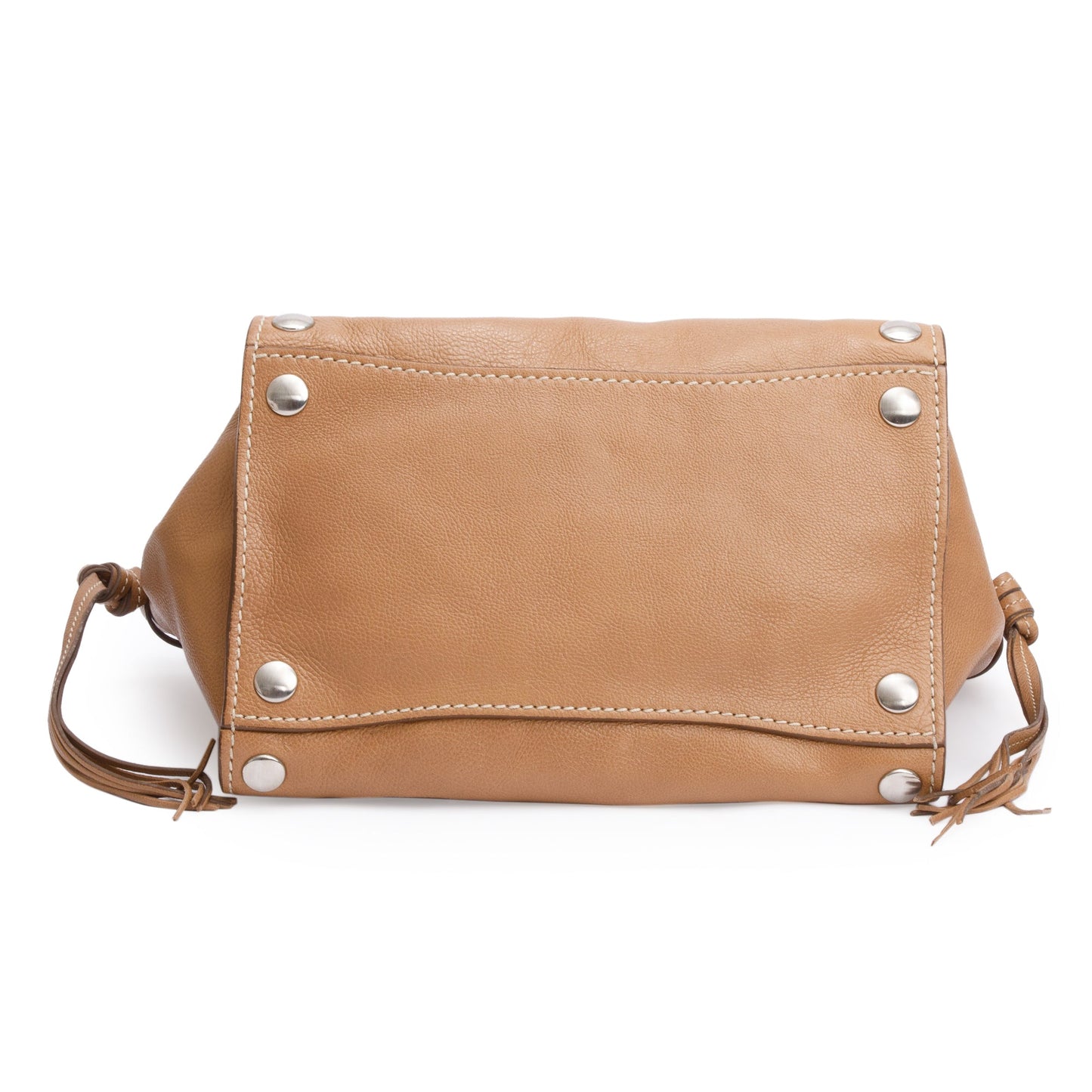 Prada Caramel Glace Calf Studded Twin Pocket Tote