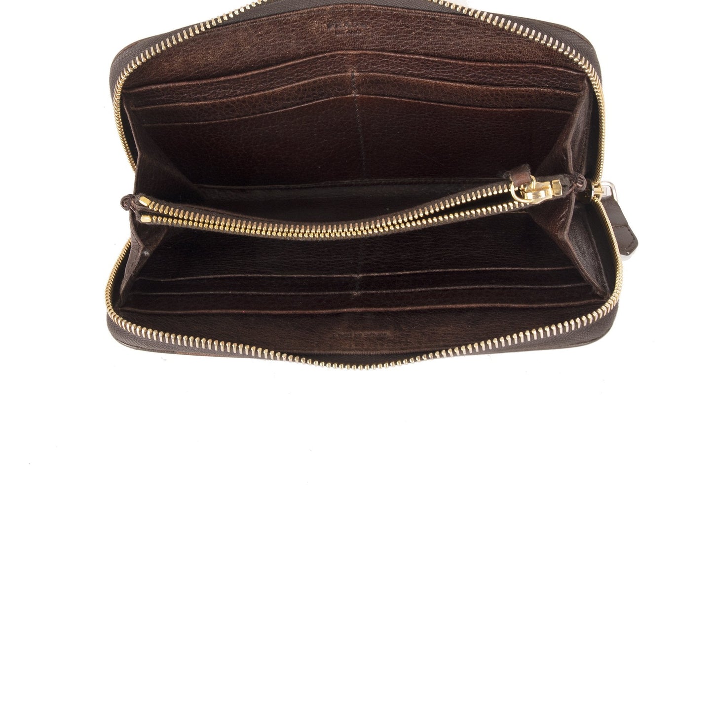 Prada Cervo Leather Continental Zip Wallet