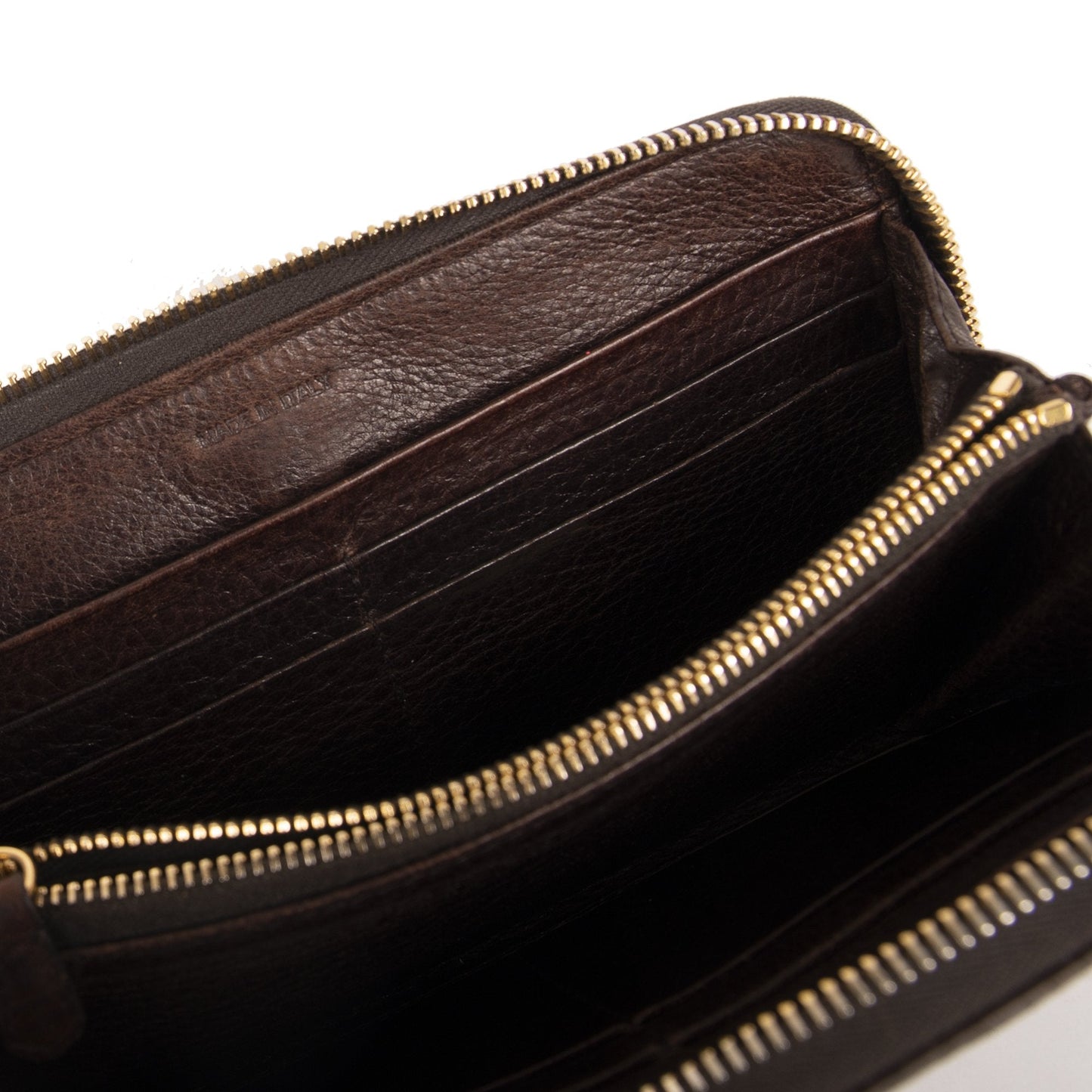 Prada Cervo Leather Continental Zip Wallet