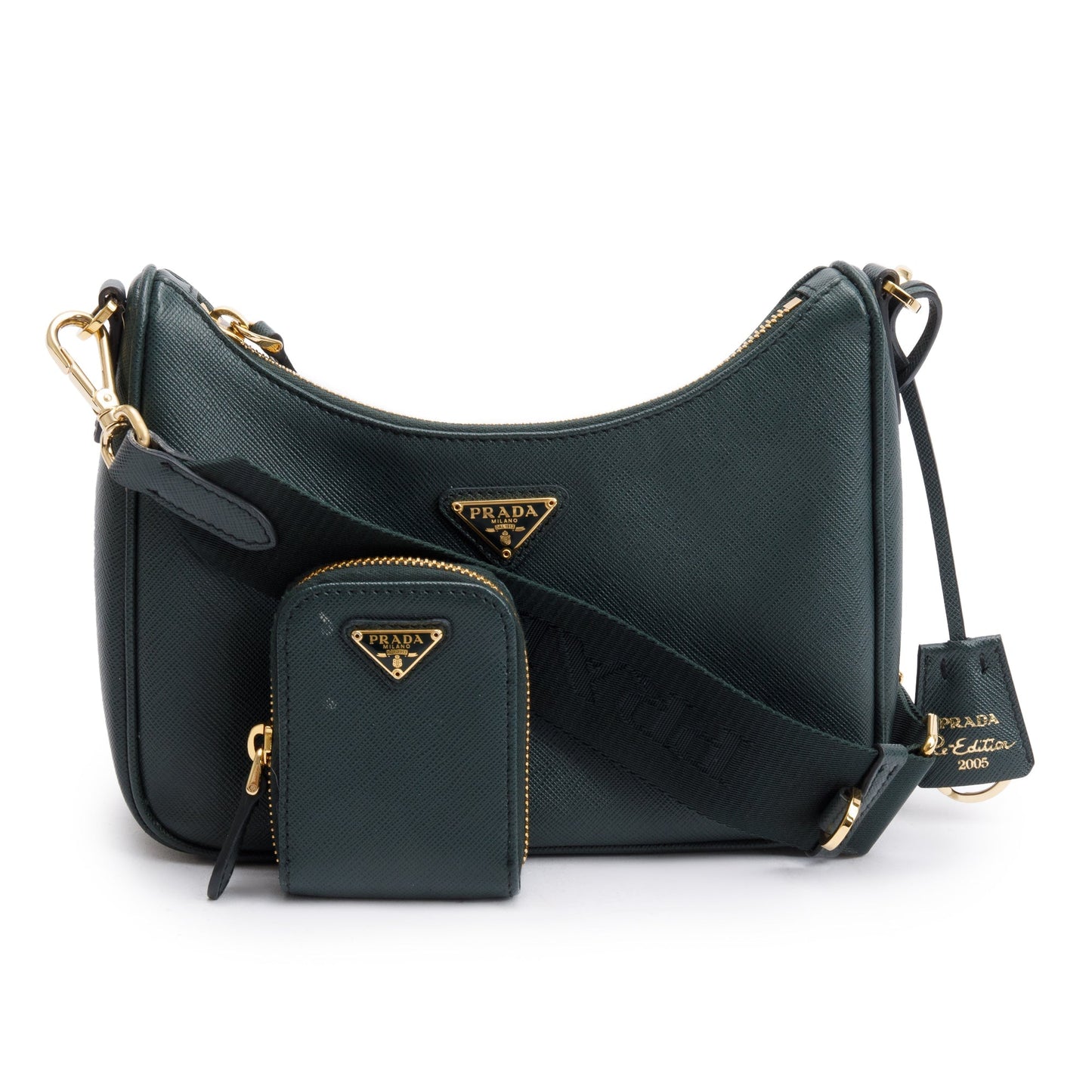 Prada Green Saffiano Leather Re-Edition 2005 Shoulder Bag