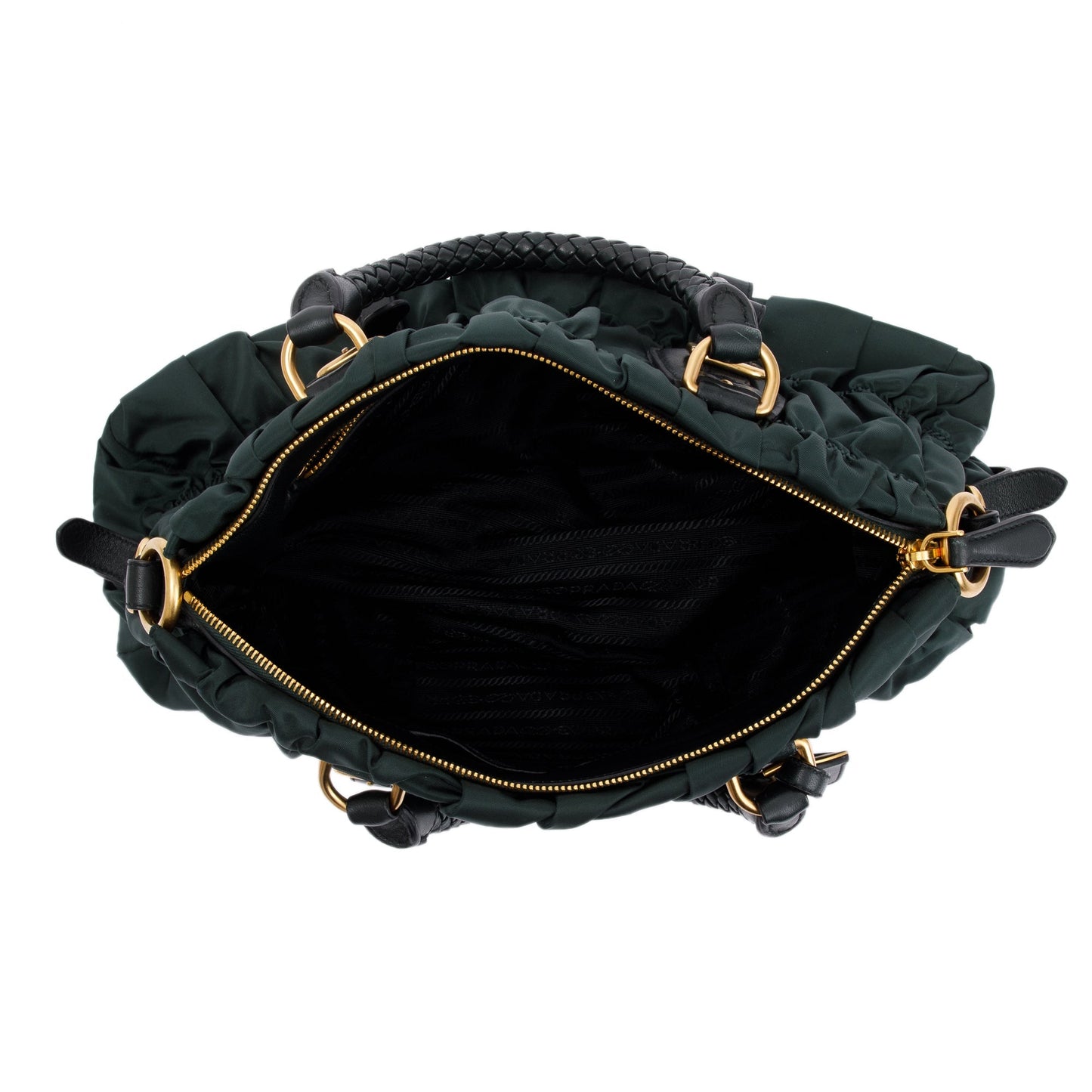 Prada Green Tessuto Nylon Gauffre Quilted Satchel Bag