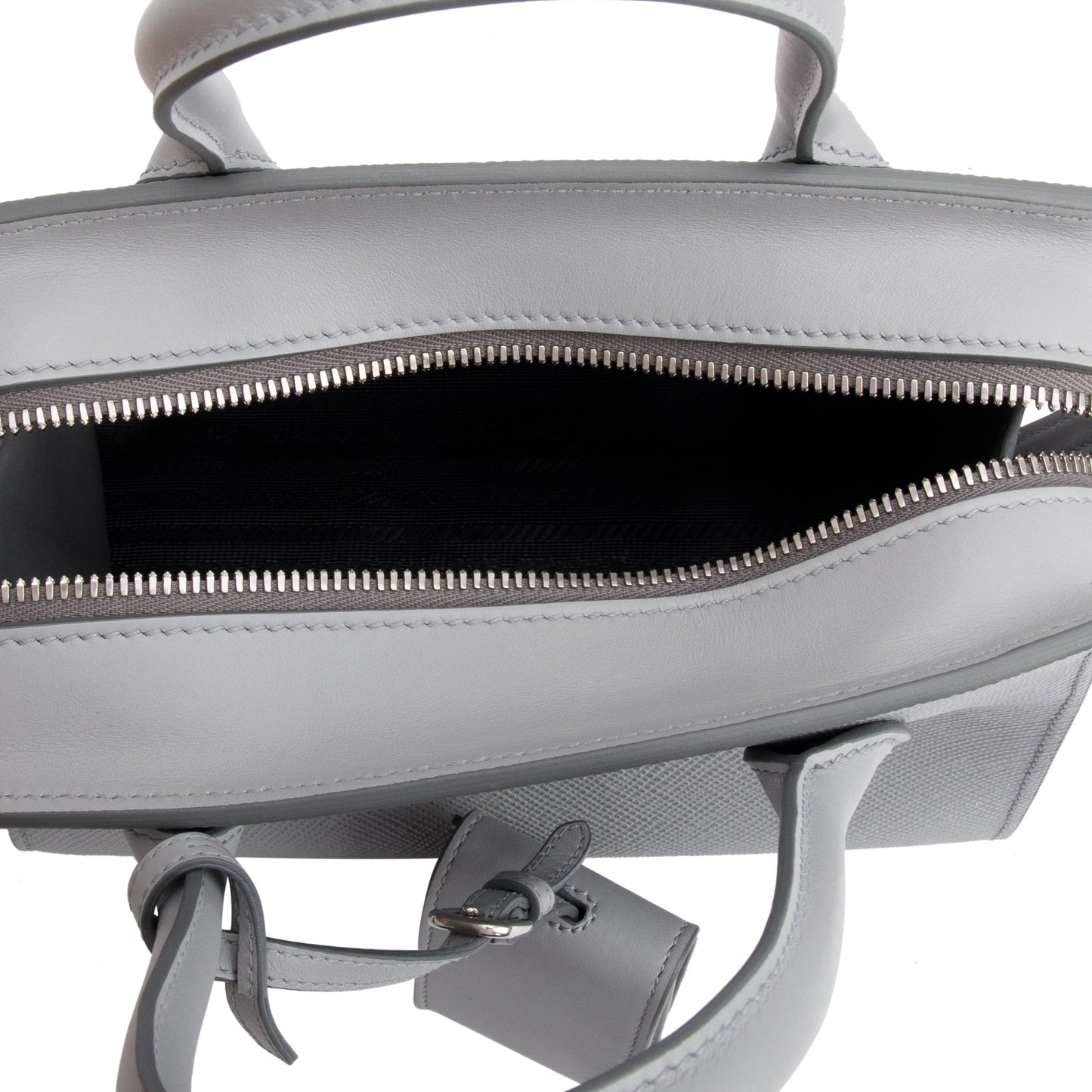 Prada Grey Saffiano Cuir Mini Monochrome Top Handle Tote