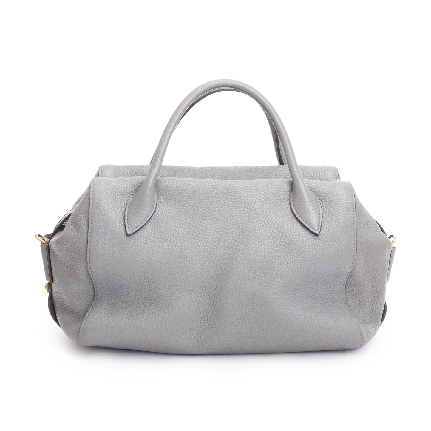 Prada Grey Vitello Daino Leather Baulleto Tote