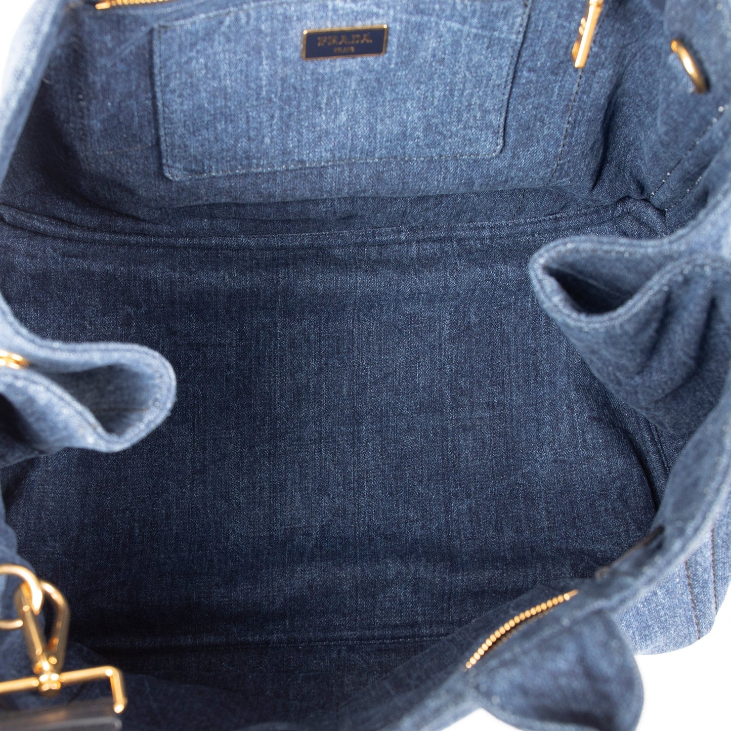 Prada Large Denim Canapa Logo Tote