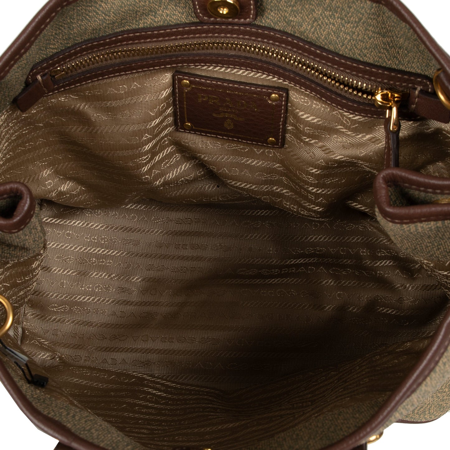 Prada Leather-Trimmed Canvas Tote