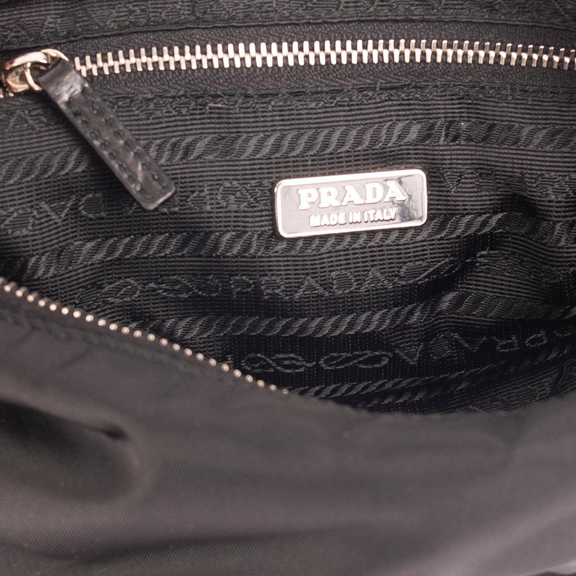Prada Leather-Trimmed Tessuto Pochette