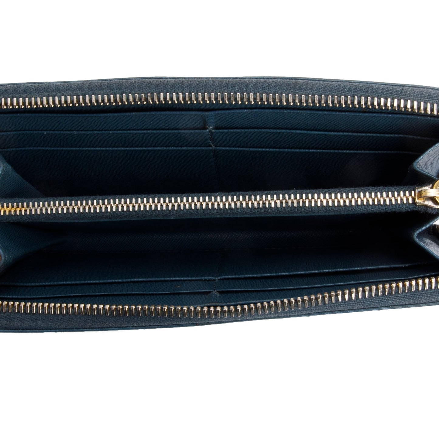 Prada Marine Saffiano Metal Leather Zip Around Wallet