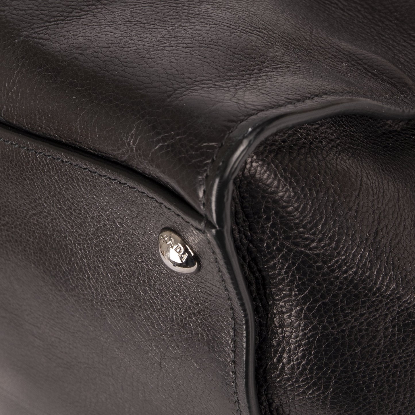 Prada Medium Black Glace Calf Twin Pocket Tote