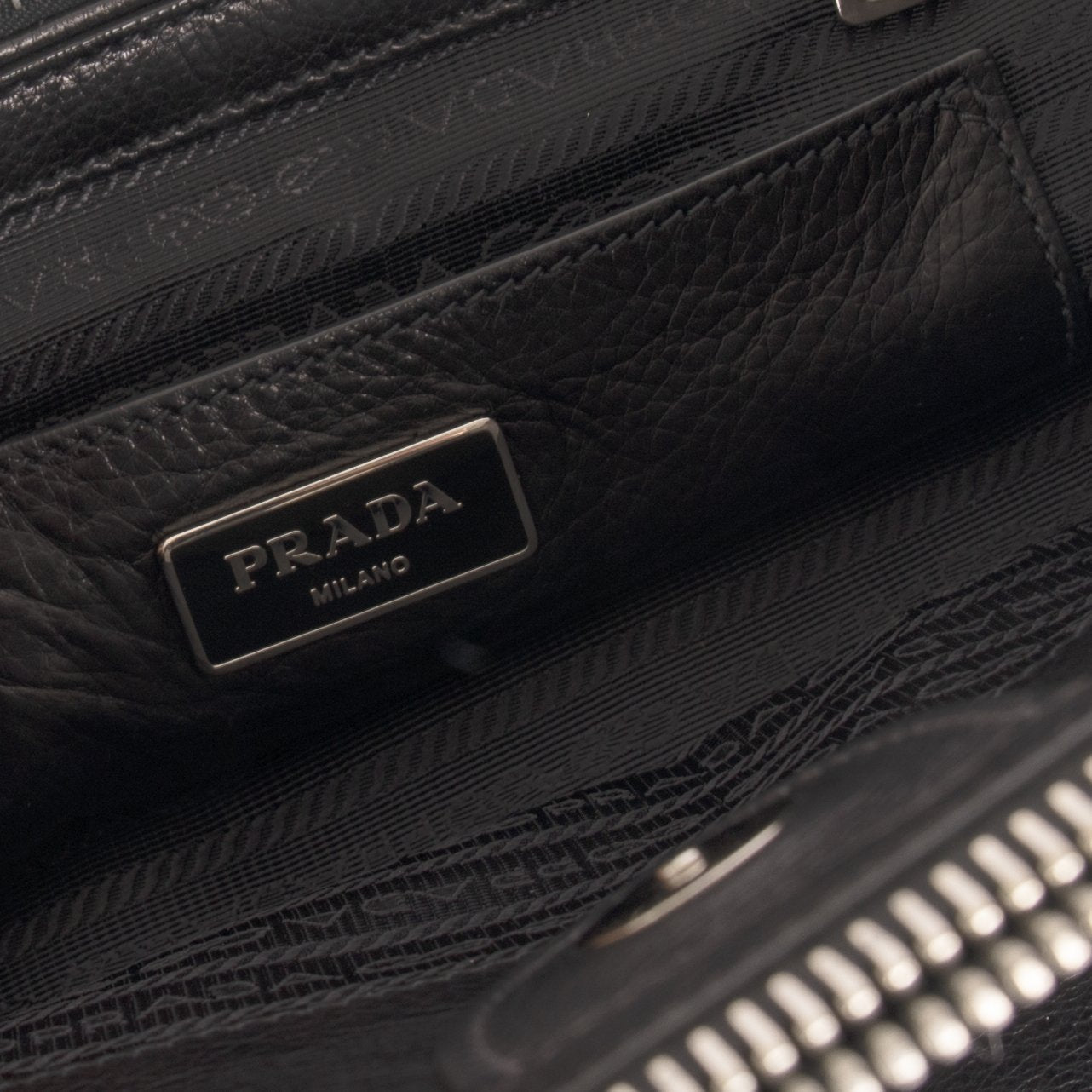 Prada Medium Black Glace Calf Twin Pocket Tote