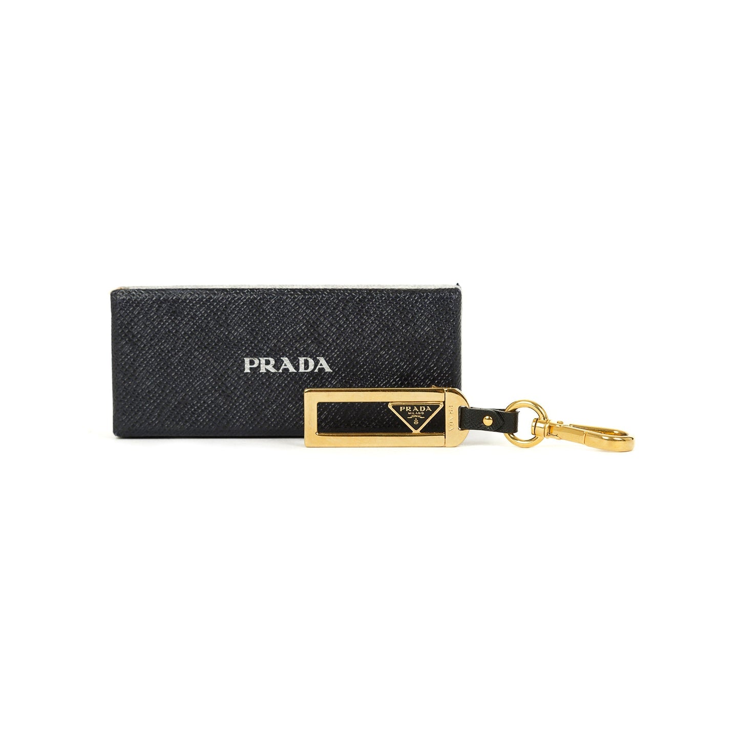 Prada Metal Name Tag Keychain