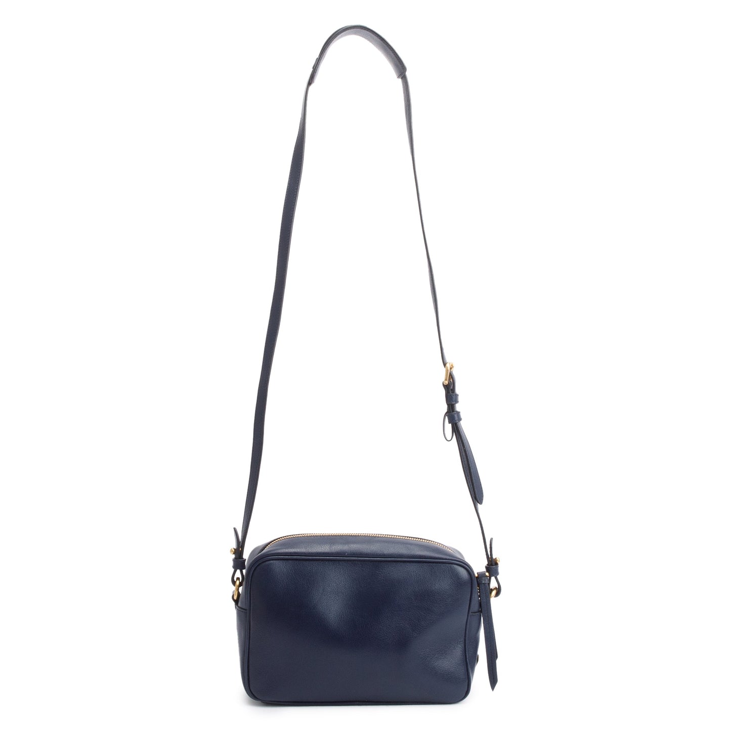 Prada Navy Glace Calf Leather Logo Camera Crossbody Bag