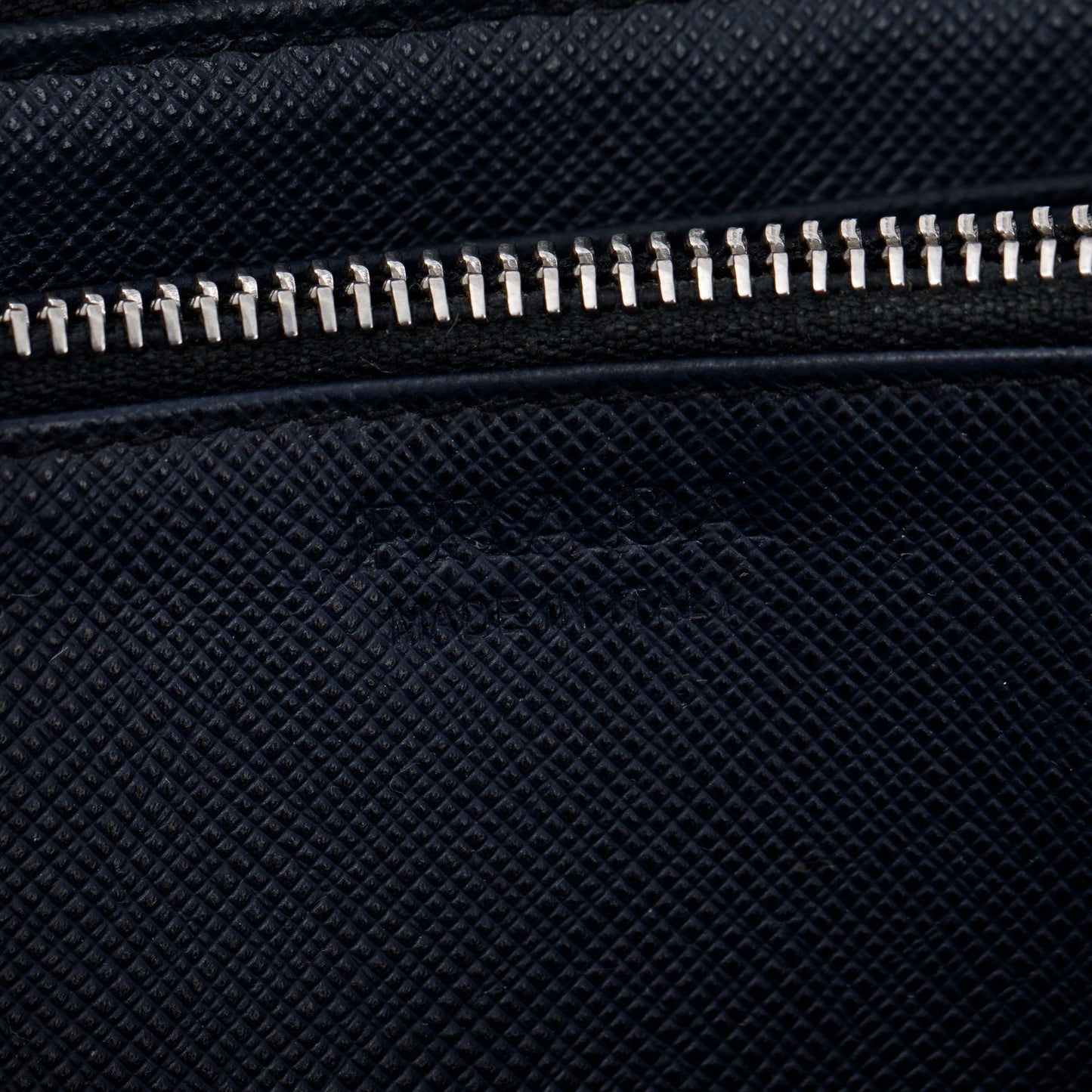 Prada Navy Saffiano Leather Zip Around Wallet