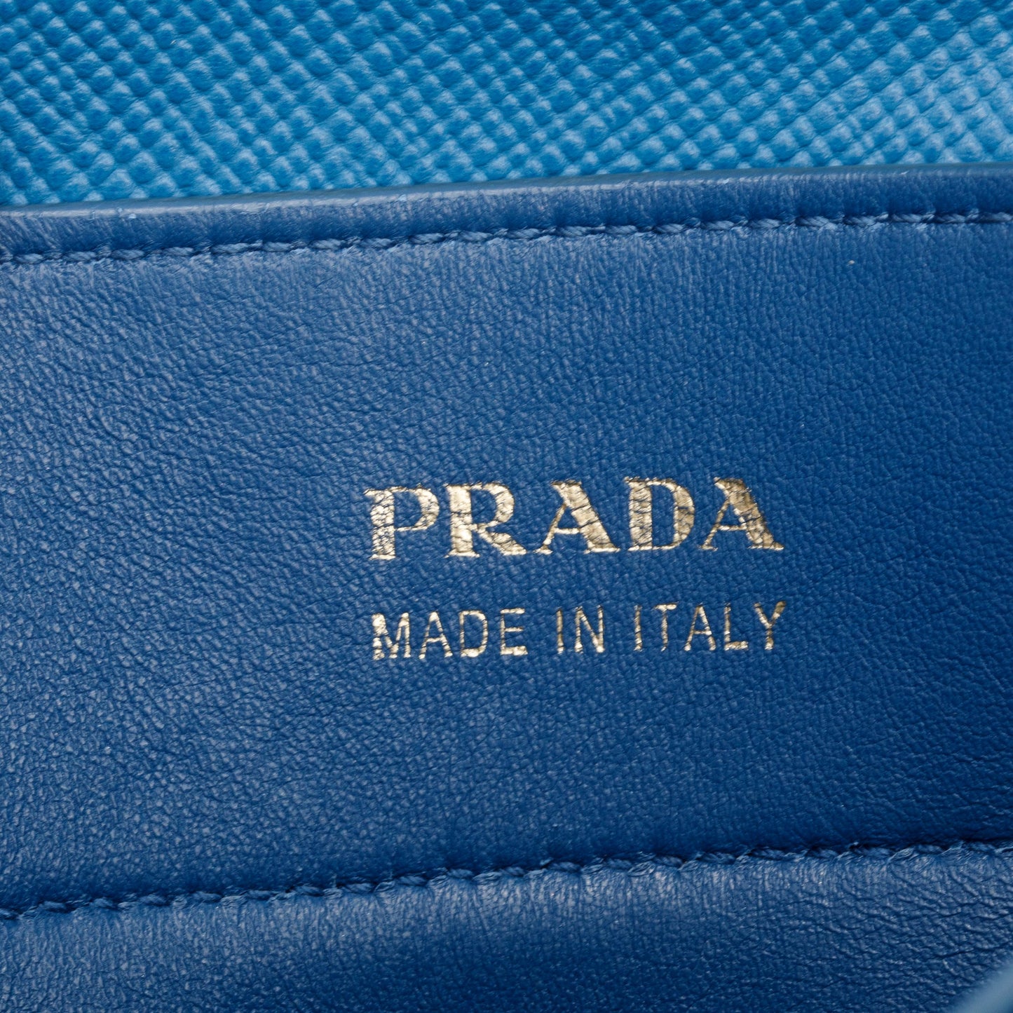 Prada Neutral Canvas Blue Saffiano Trim Medium Cuir Double Tote