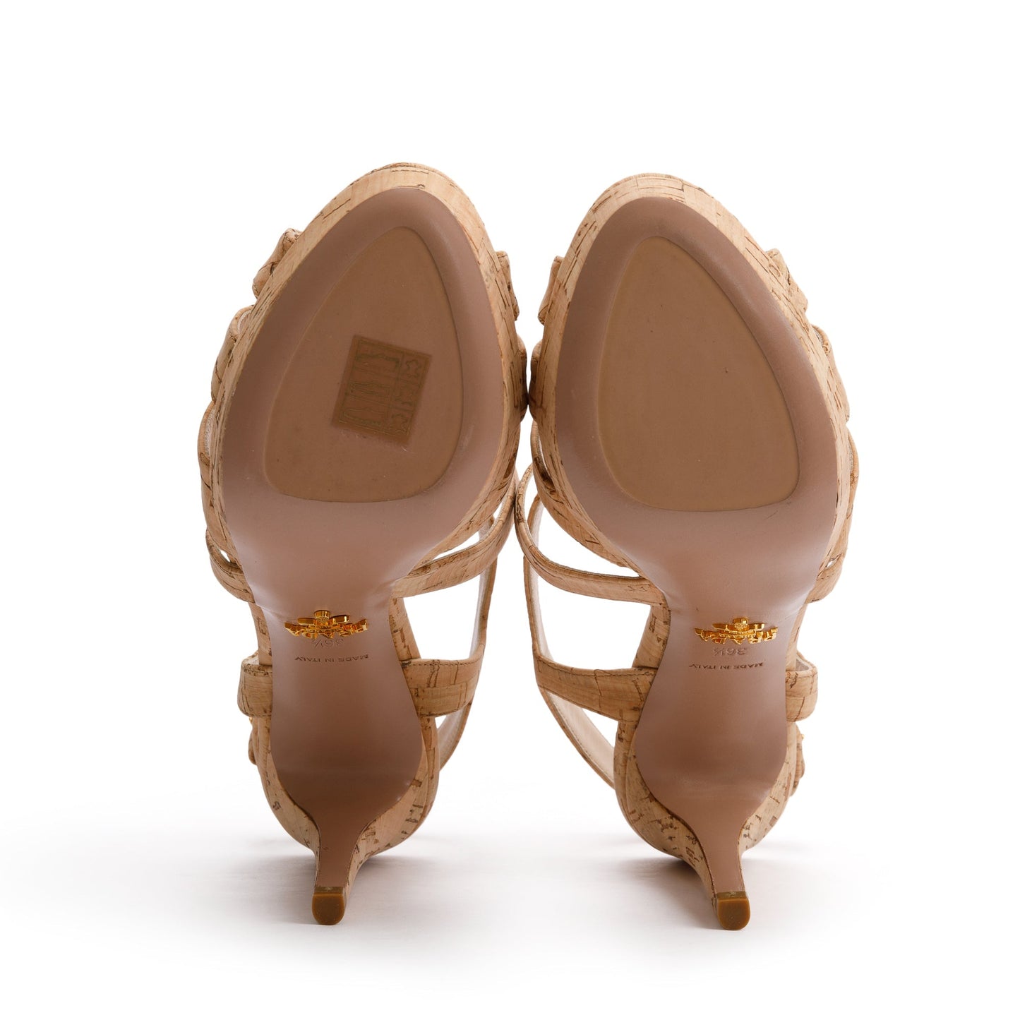 Prada Neutral Printed Sughero Chic Sling Back Sandals, Size 36.5