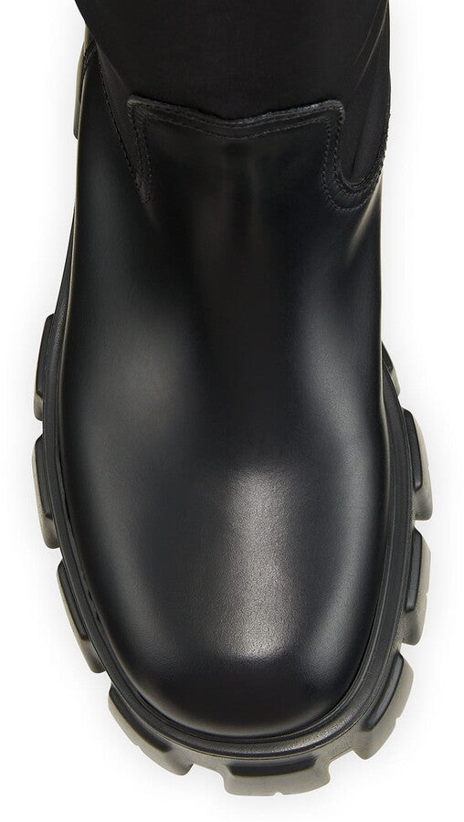 PRADA NYLON ZIP POCKET PLATFORM RIDING BOOTS