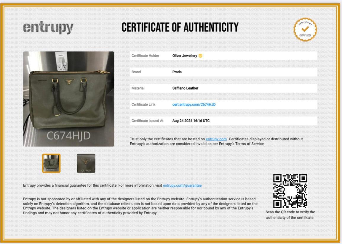 Prada Olive Green Saffiano Lux Large Double Zip Galleria Tote