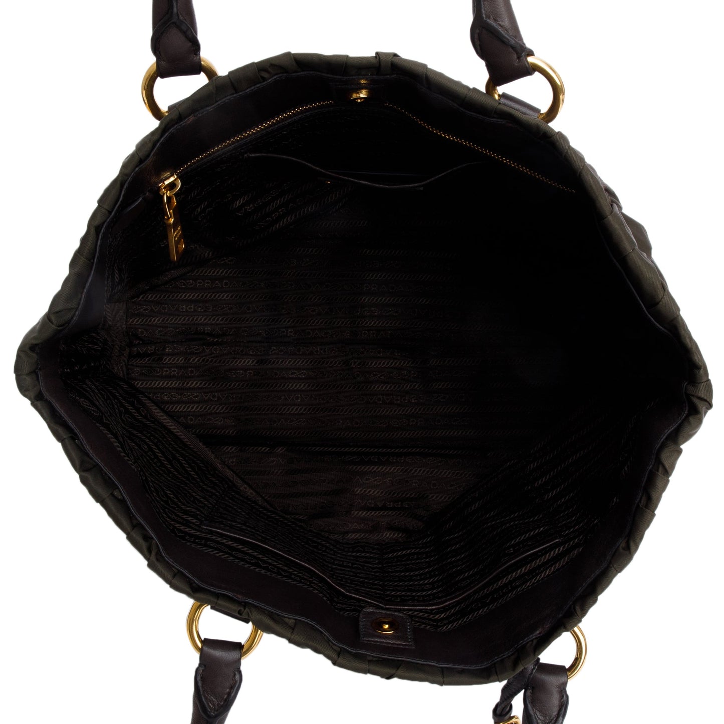 Prada Olive Green Tessuto Nylon Gauffre Quilted Tote