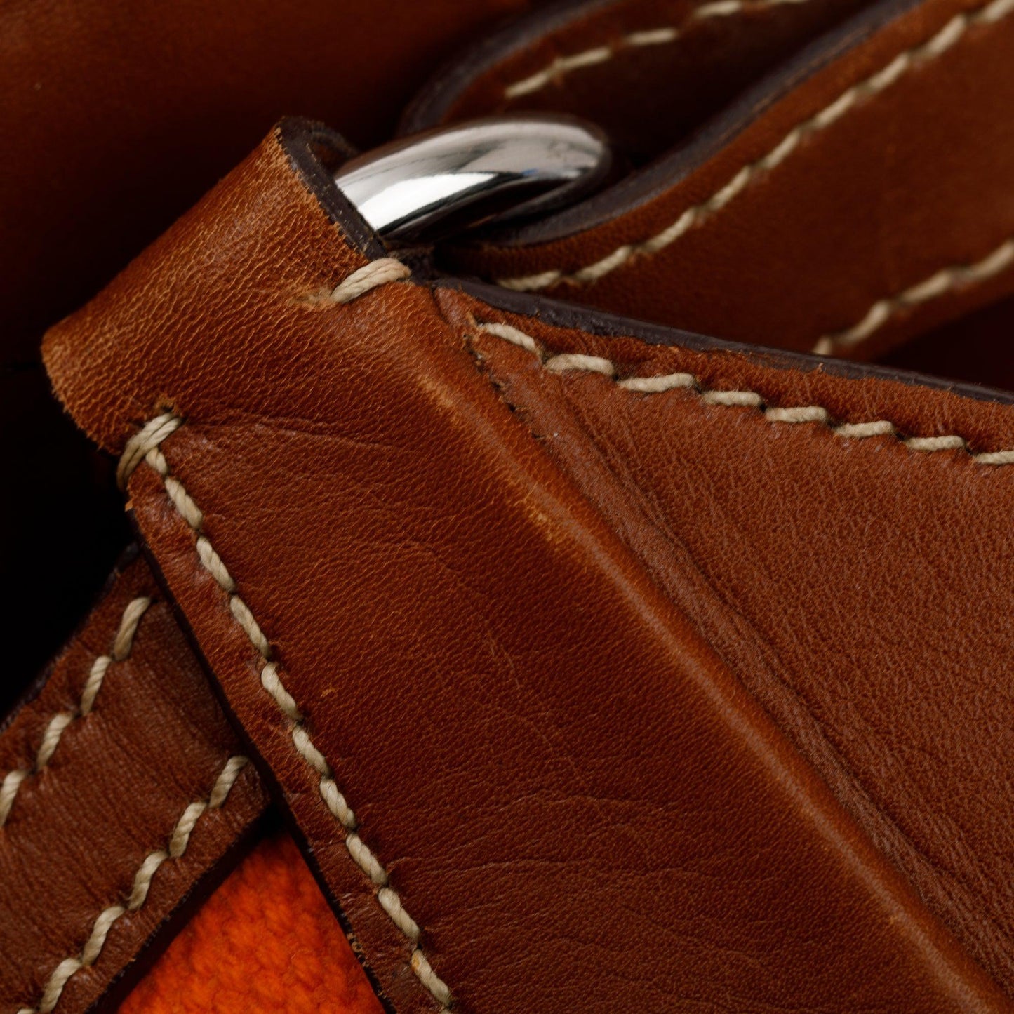 Prada Orange Canapa Vitello Leather Darwstring Hobo