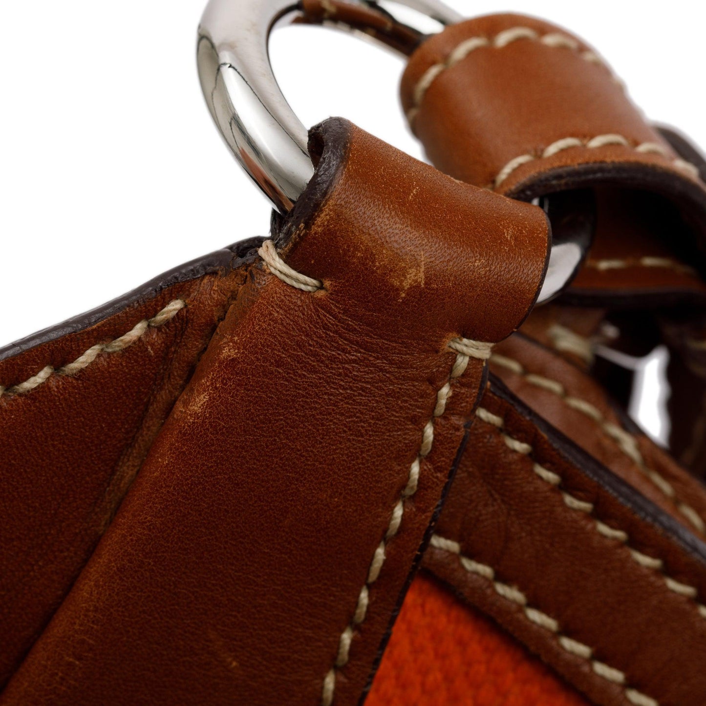 Prada Orange Canapa Vitello Leather Darwstring Hobo