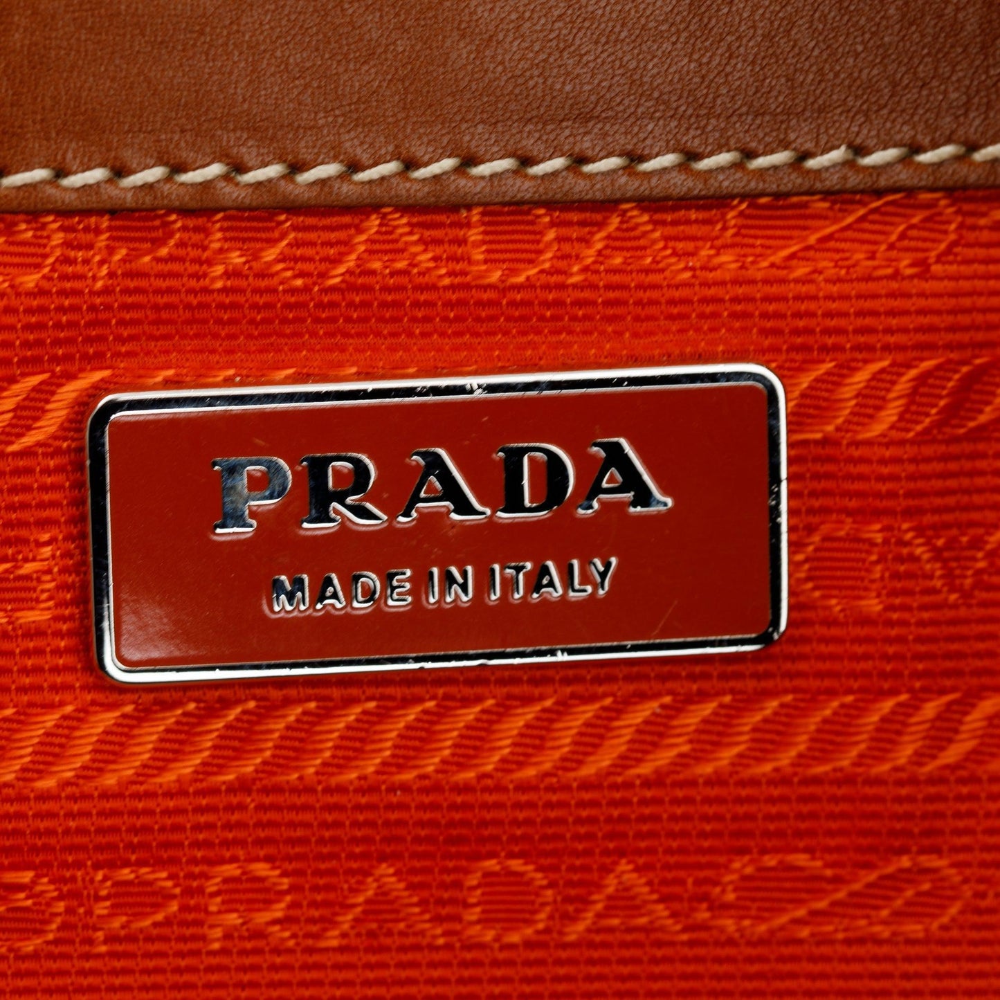 Prada Orange Canapa Vitello Leather Darwstring Hobo