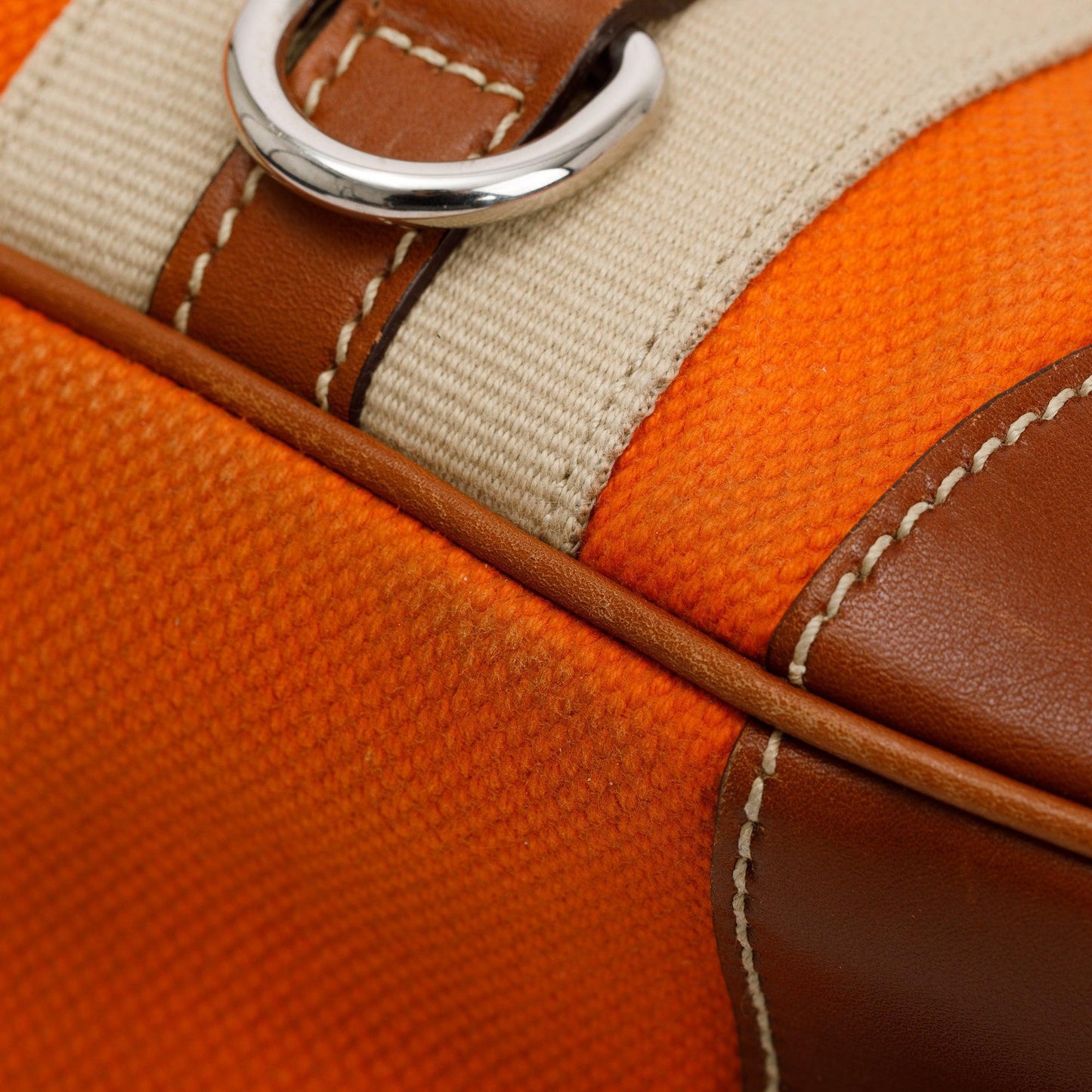 Prada Orange Canapa Vitello Leather Darwstring Hobo