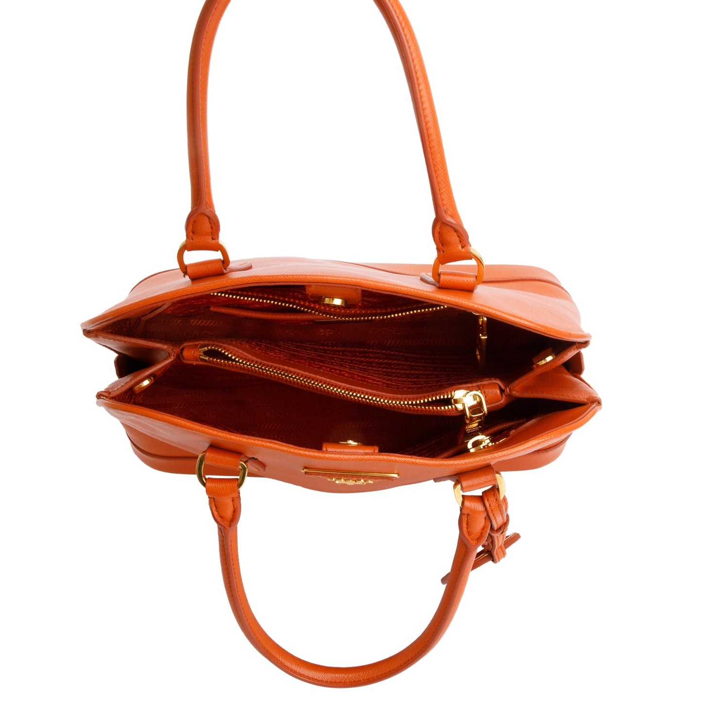 Prada Orange Saffiano Lux Medium Open Promenade Tote
