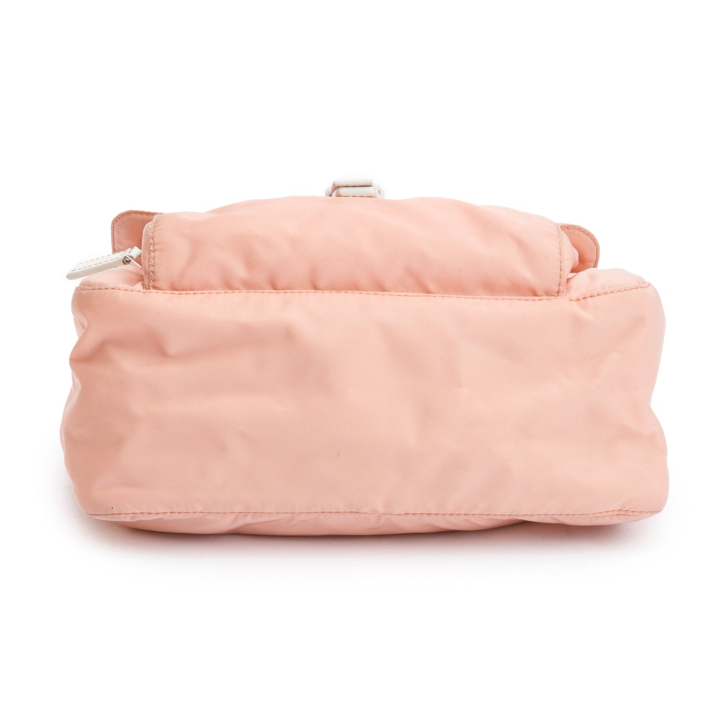 Prada Peach Tessuto Nylon White Leather Trimmed Vela Messenger Bag