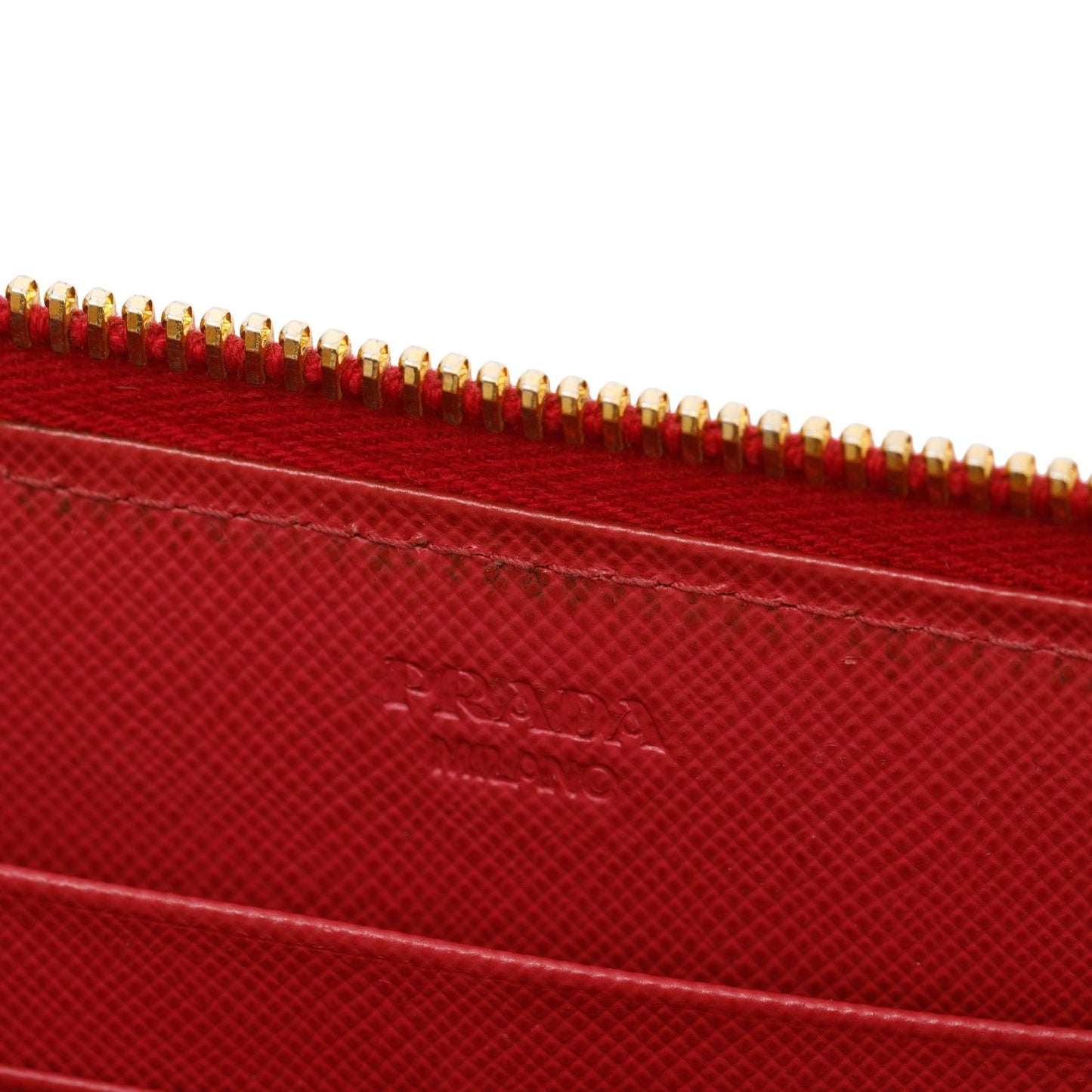 Prada Pink Saffiano Leather Bow Zip Around Wallet