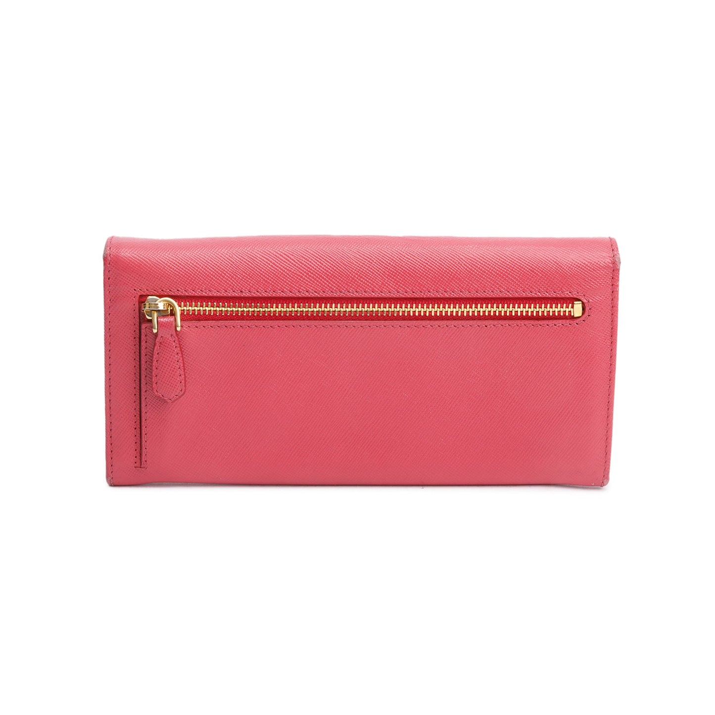 Prada Pink Saffiano Leather Continental Wallet
