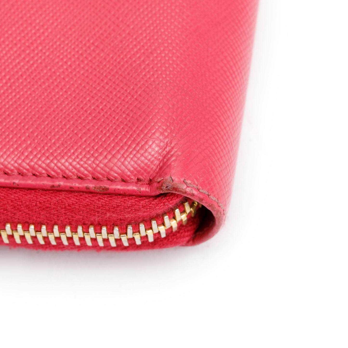Prada Pink Saffiano Leather Zip Around Organizer Wallet
