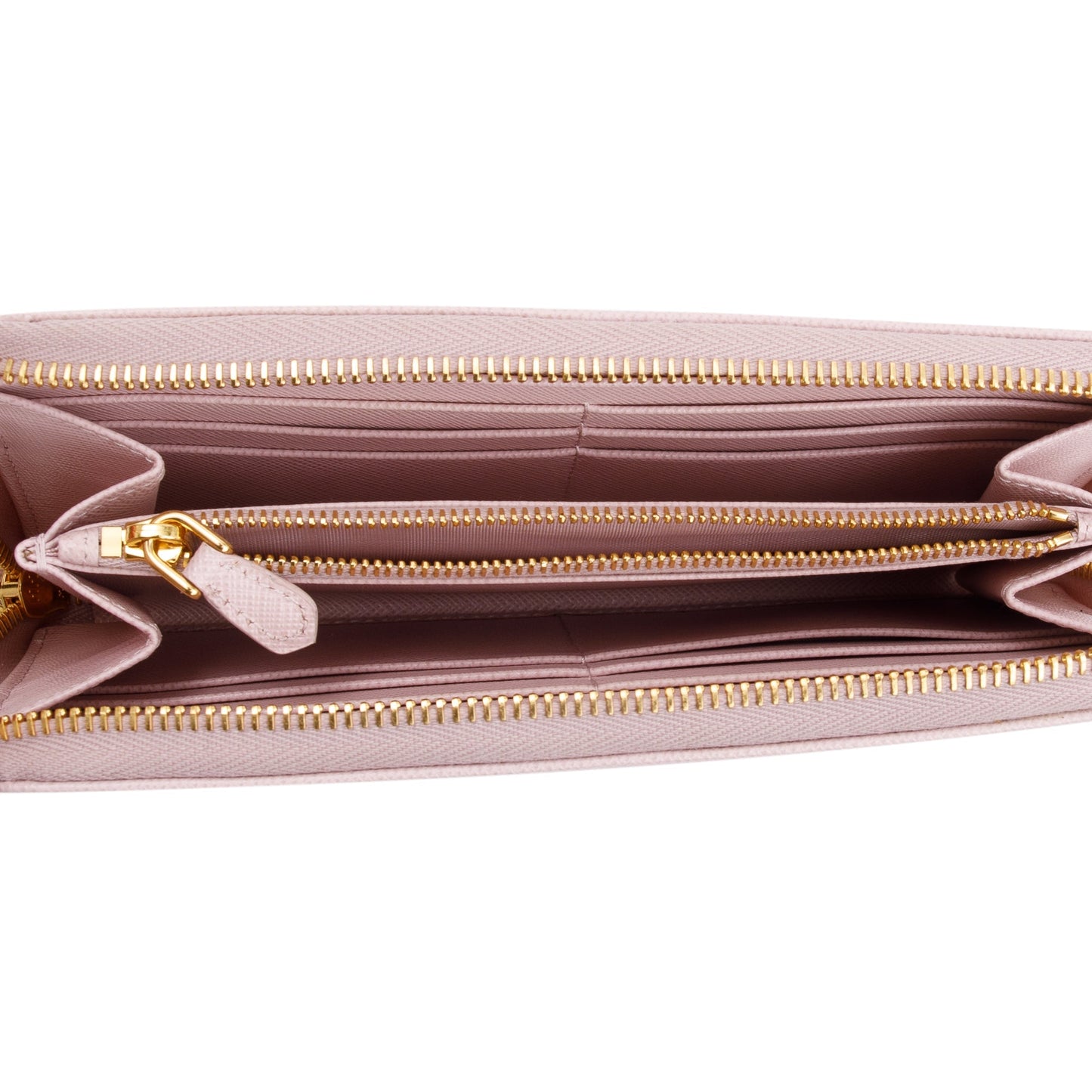 Prada Pink Saffiano Leather Zip Around Wallet