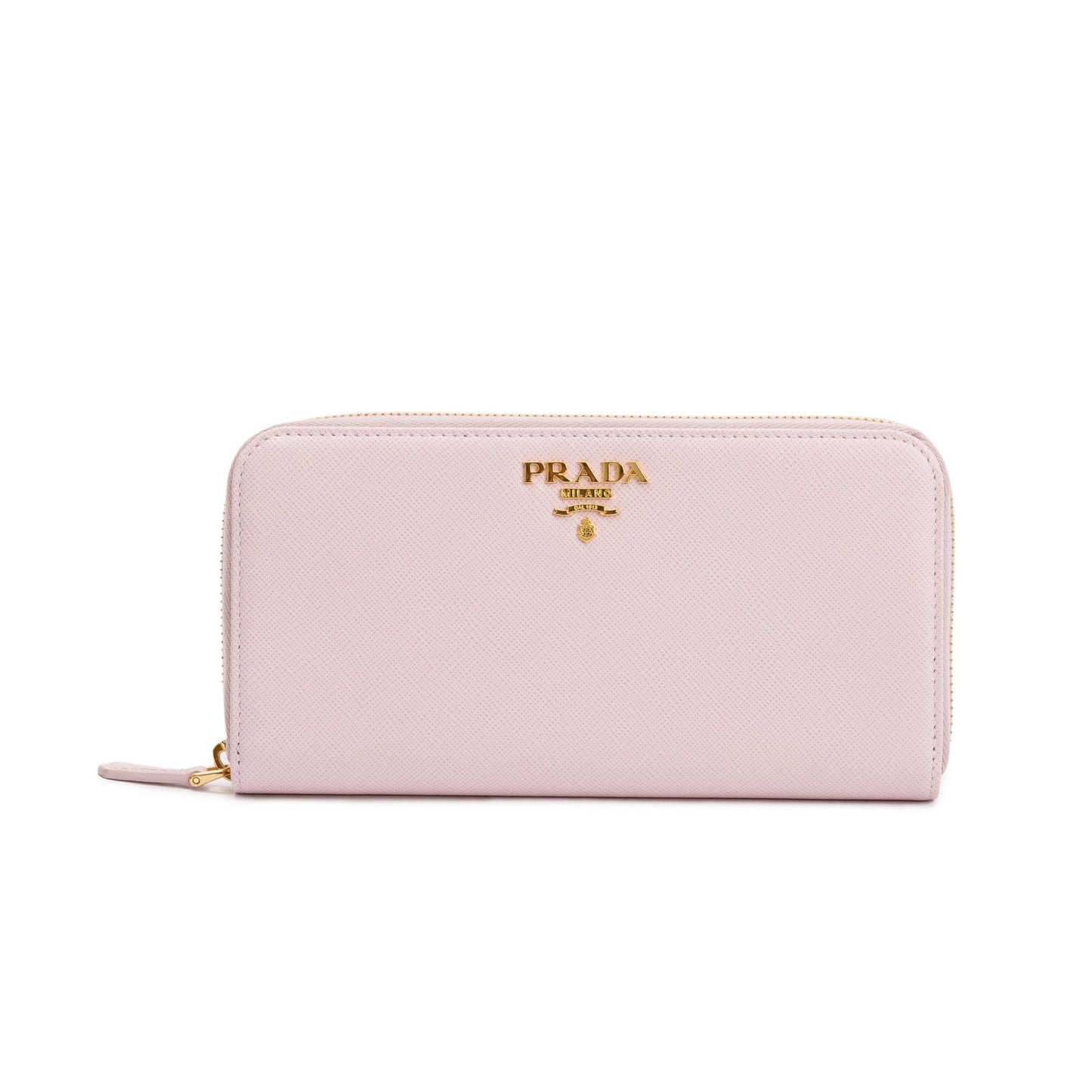 Prada Pink Saffiano Leather Zip Around Wallet