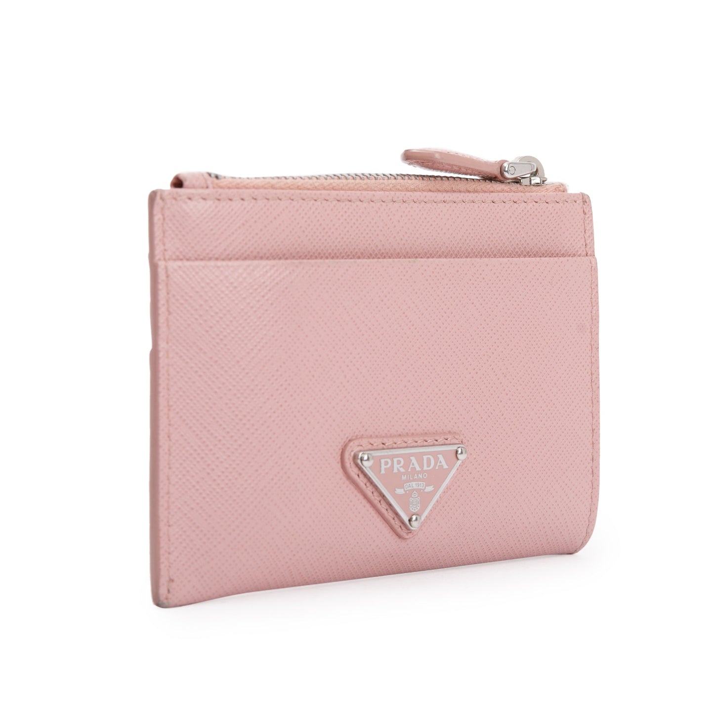 Prada Pink Saffiano Leather Zip Card Holder