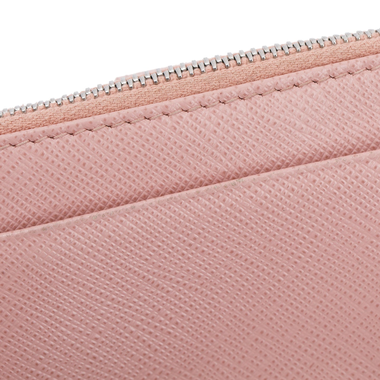 Prada Pink Saffiano Leather Zip Card Holder