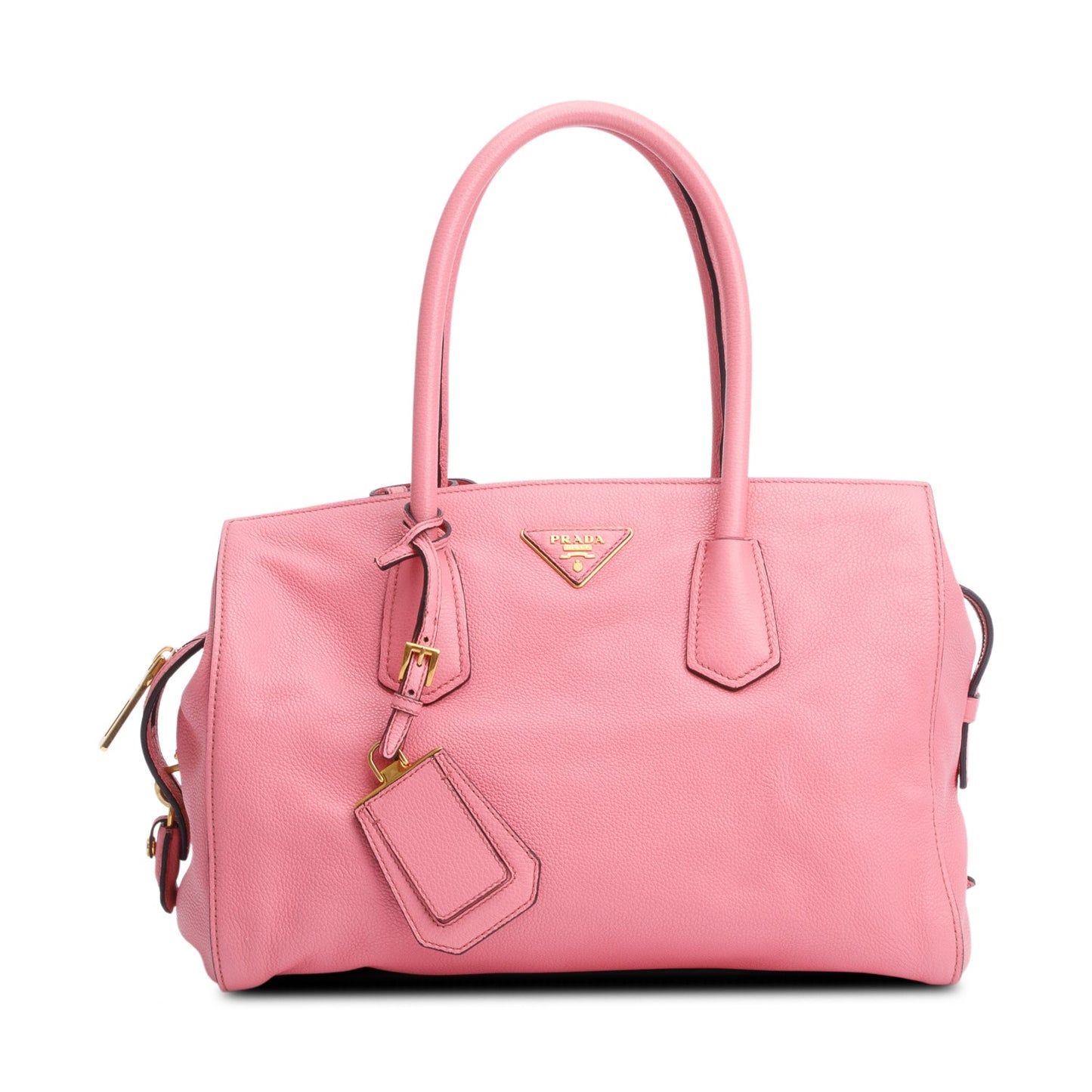 Prada Pink Vitello Grain Leather Signature Top Handle Bag