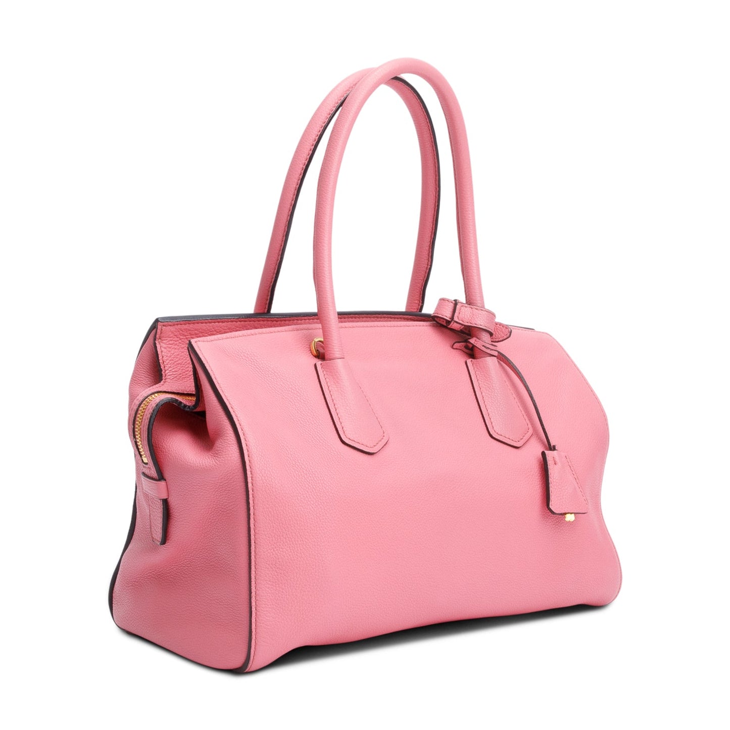 Prada Pink Vitello Grain Leather Signature Top Handle Bag
