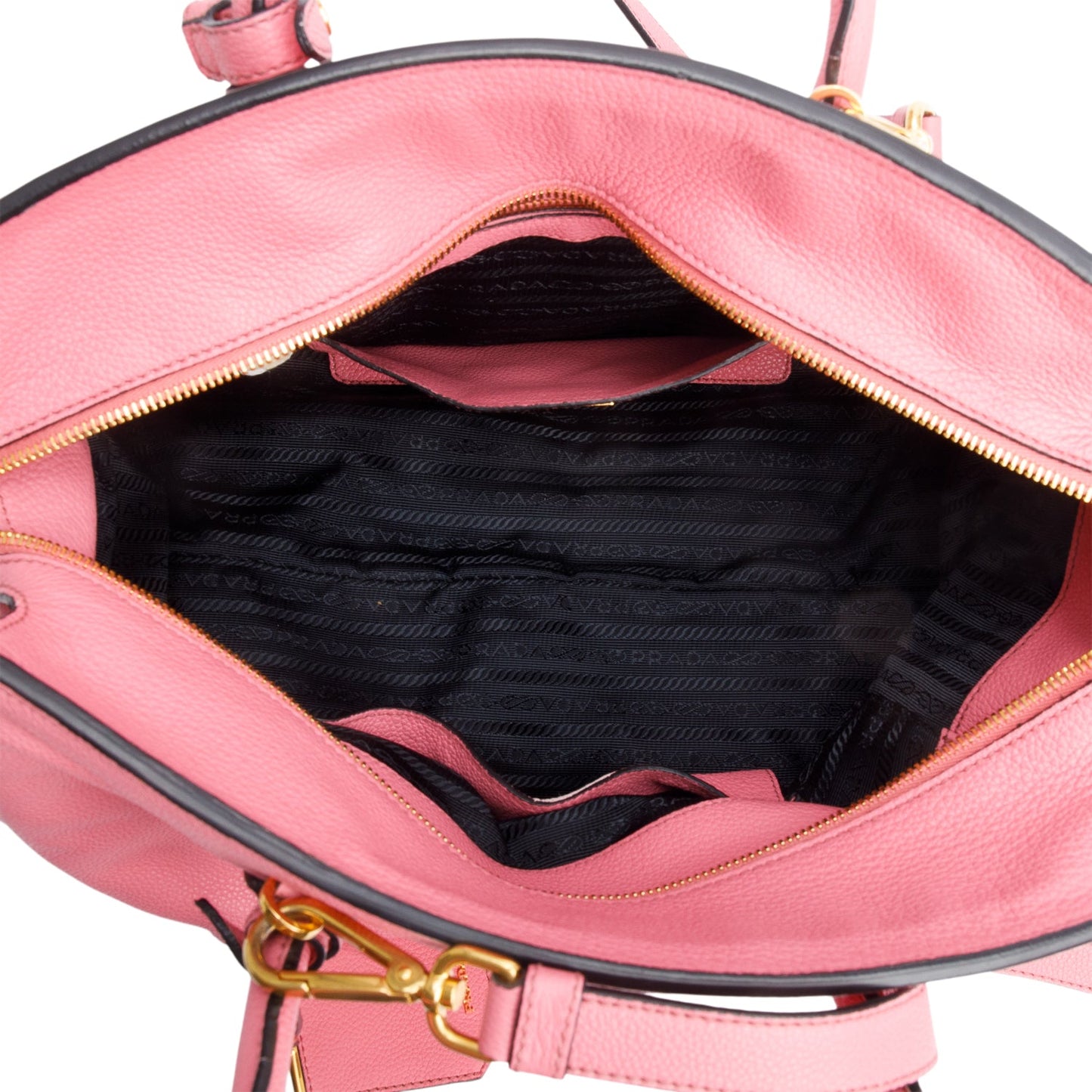 Prada Pink Vitello Grain Leather Signature Top Handle Bag