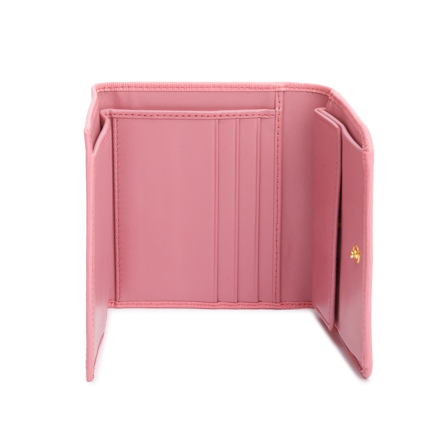 Prada Pink Vitello Move Leather Compact Tri-Fold Wallet