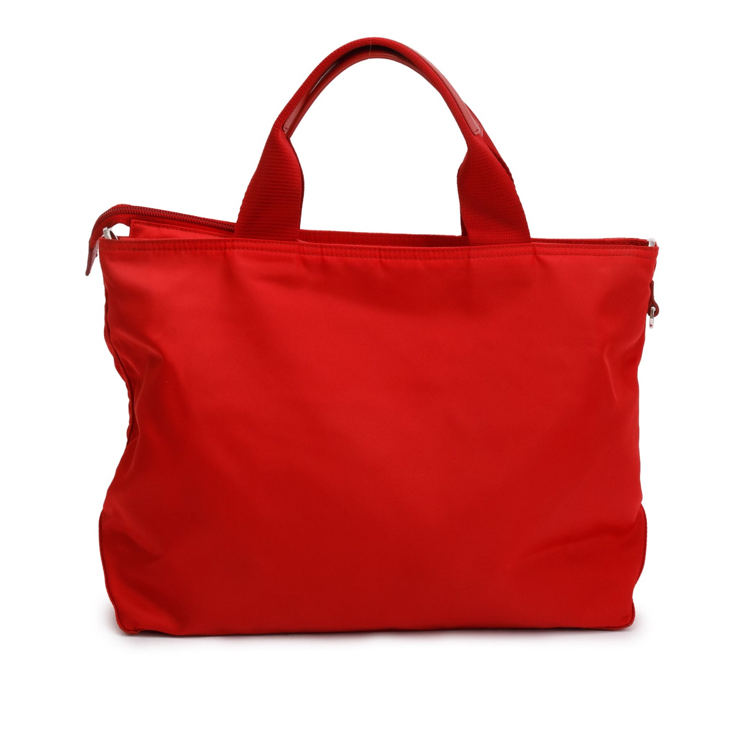 Prada Red Leather Trimmed Tessuto Nylon Convertible Tote